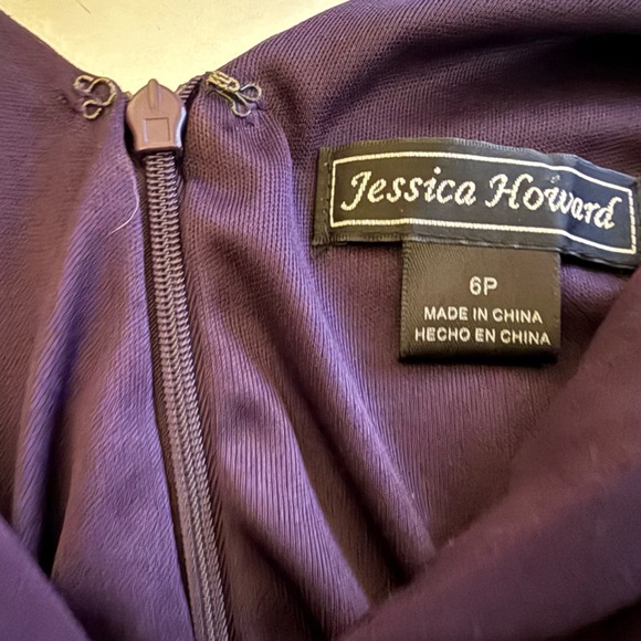 Vintage Jessica Howard Purple Aline Dress Pleated V Neckline Rhinestones Sz 6P - Picture 8 of 8